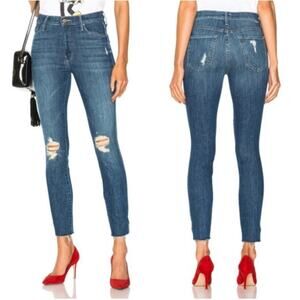 Mother Jeans Size 26 The Vamp Fray High Rise Distressed Ankle Raw Hem